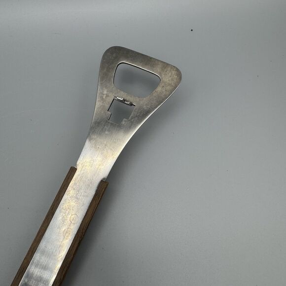 Vtg Vernco BBQ Grill Spatula Serrated Edge Bottle Opener Wood Handle Stainless - Picture 4 of 8